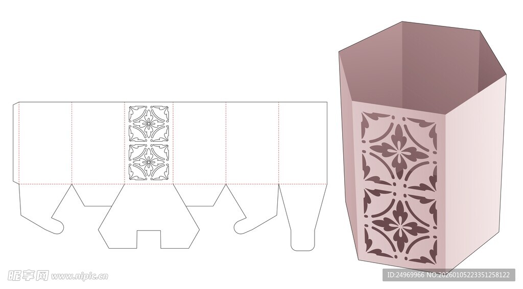 粉色镂空纸盒模板设计