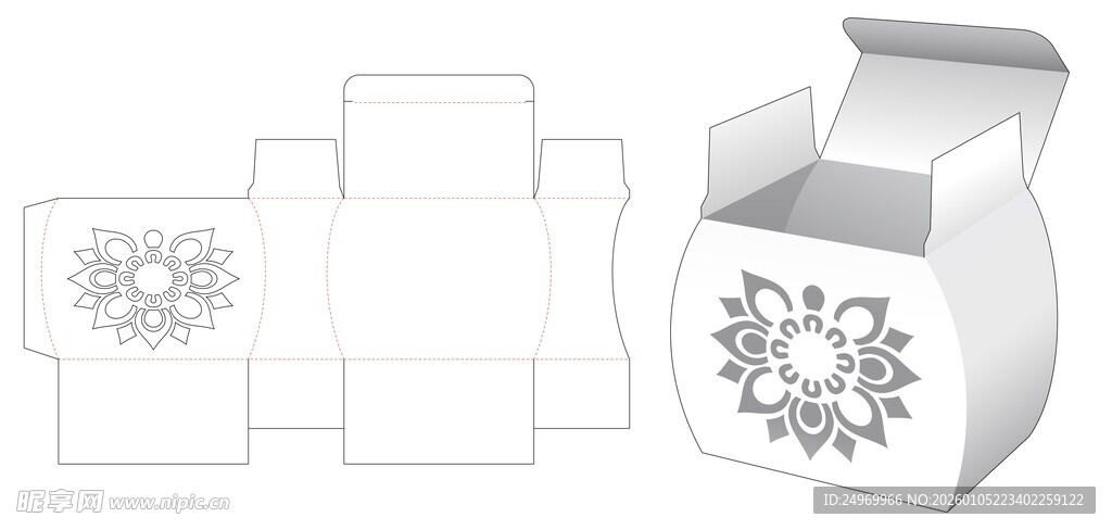 雪花图案纸盒展开图