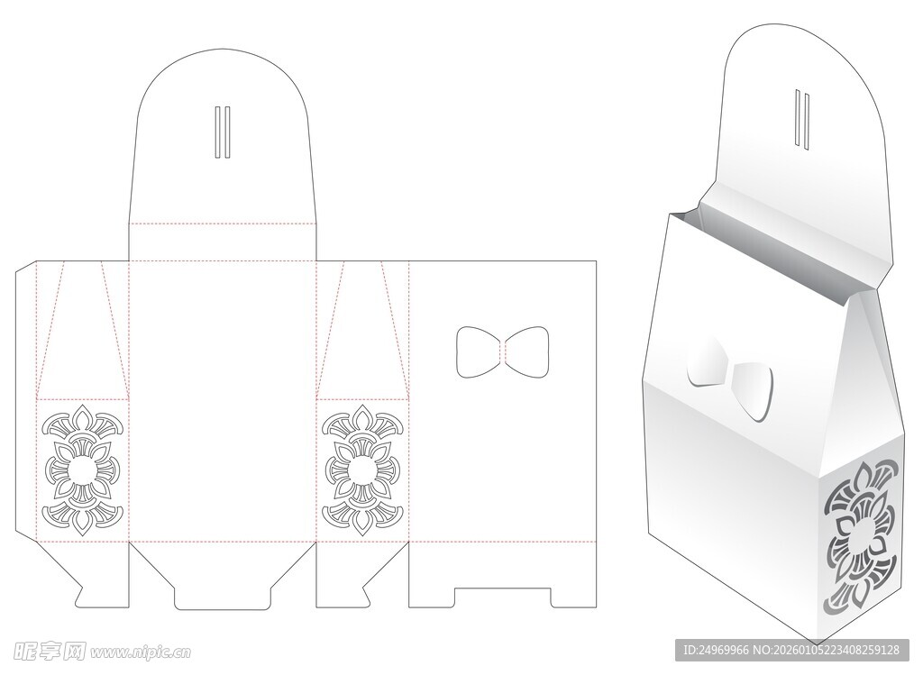 蝴蝶结礼品盒展开设计图