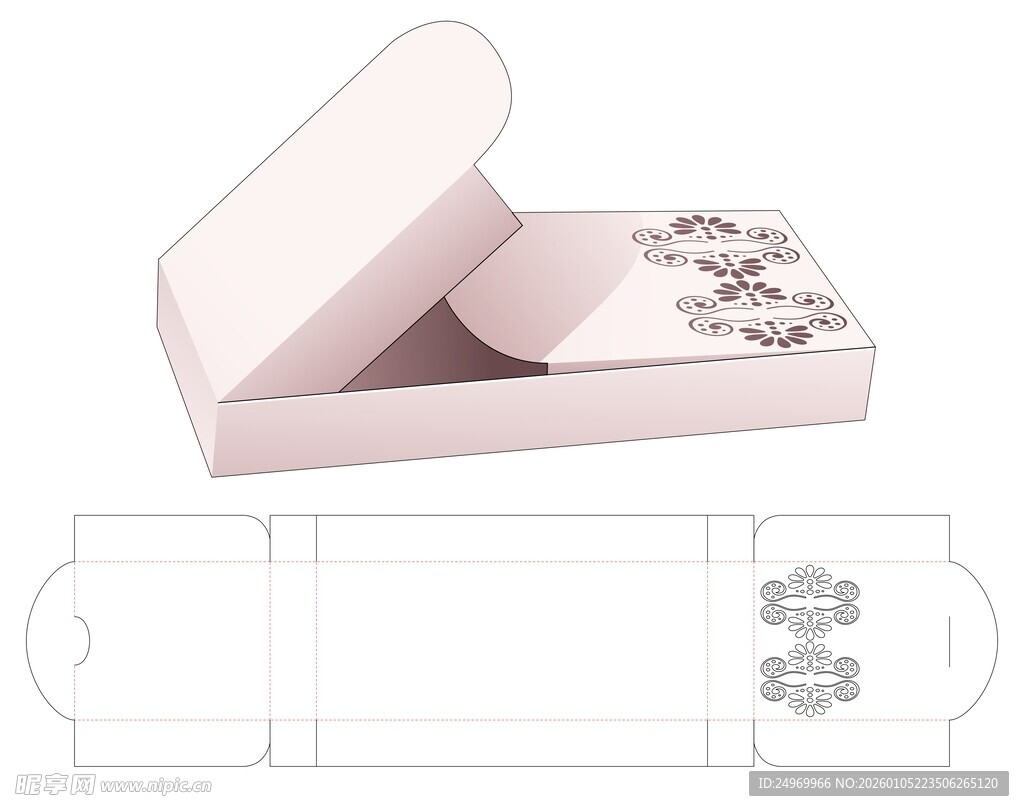 粉色花卉图案折叠纸盒设计
