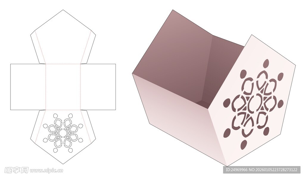雪花图案折叠纸盒设计