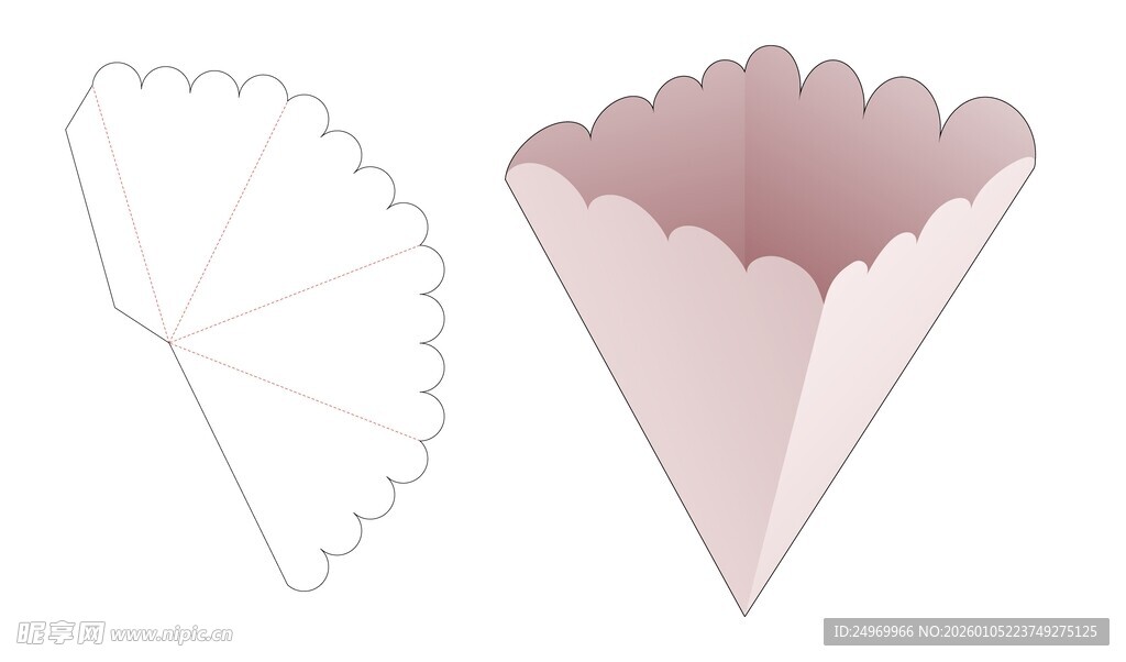 粉色扇形烘焙纸托