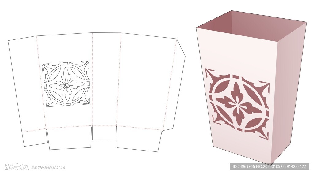 镂空花纹纸盒设计图