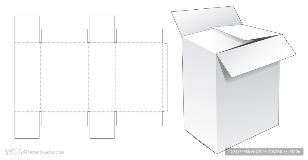 纸盒展开与立体效果图