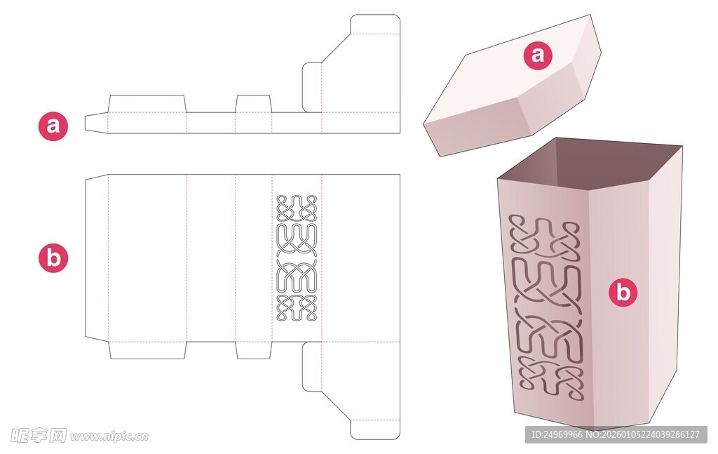 纸盒展开与成品展示图