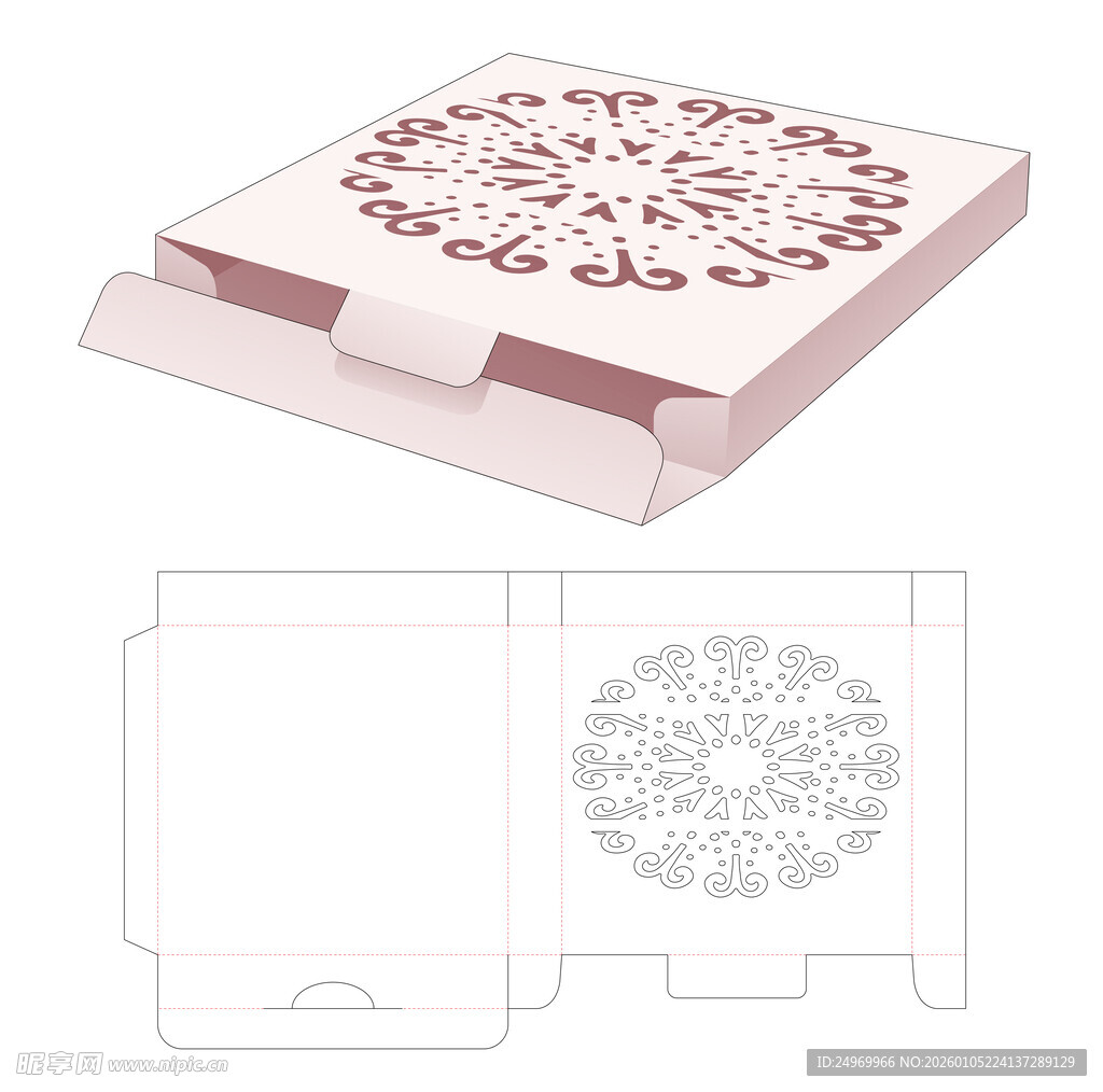 精美花纹披萨盒设计图