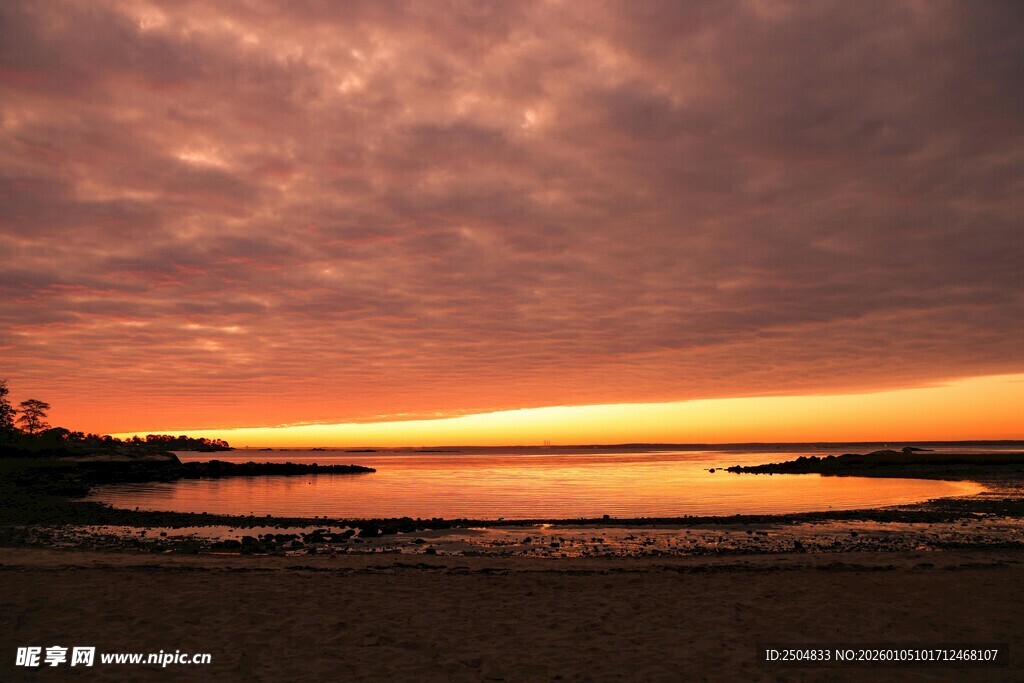 海边壮丽日落天空美景