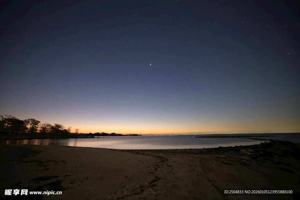 海滩暮色星空美景