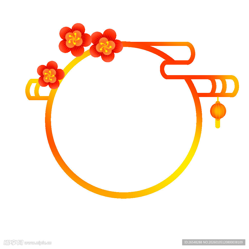 中式梅花圆环装饰元素