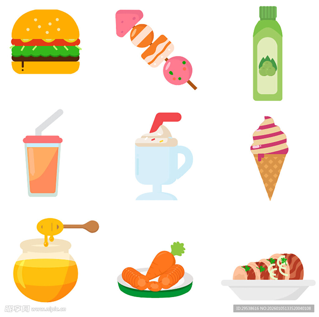 卡通美食图标设计素材