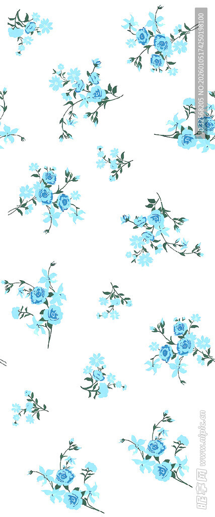 蓝白花卉图案背景纹理
