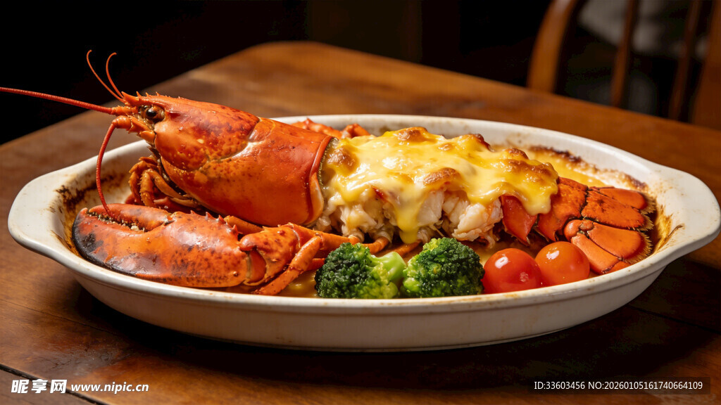 芝士焗龙虾美食