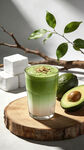 清新牛油果奶昔饮品展示