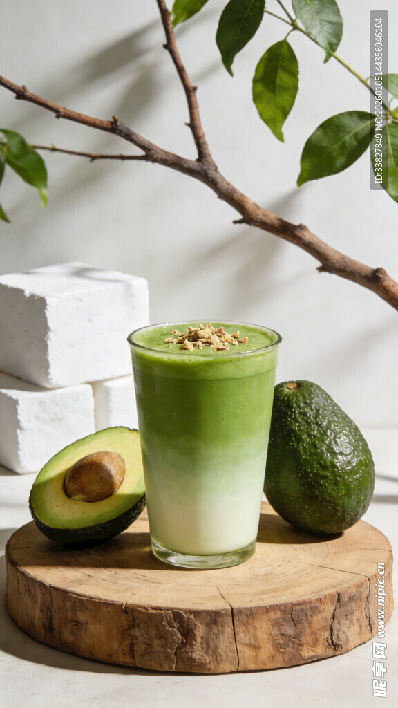 清新牛油果奶昔与鲜果搭配