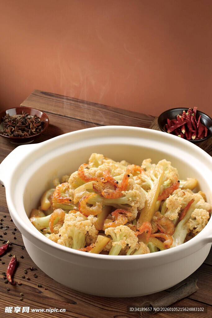 家常虾仁炒花菜