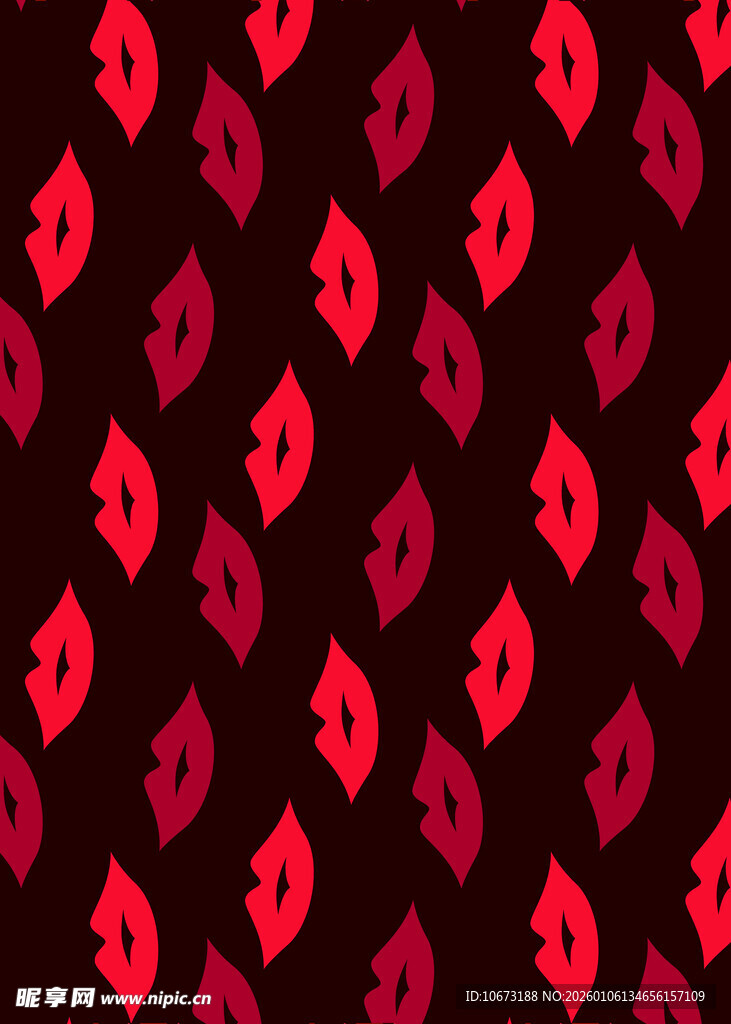 红色嘴唇图案无缝背景