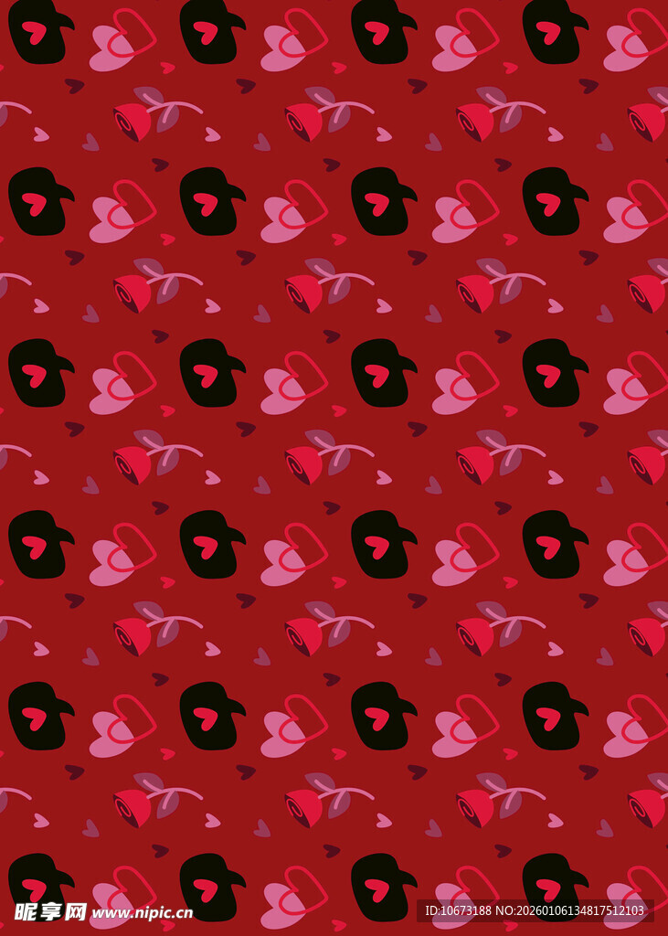 红色花卉图案背景纹理