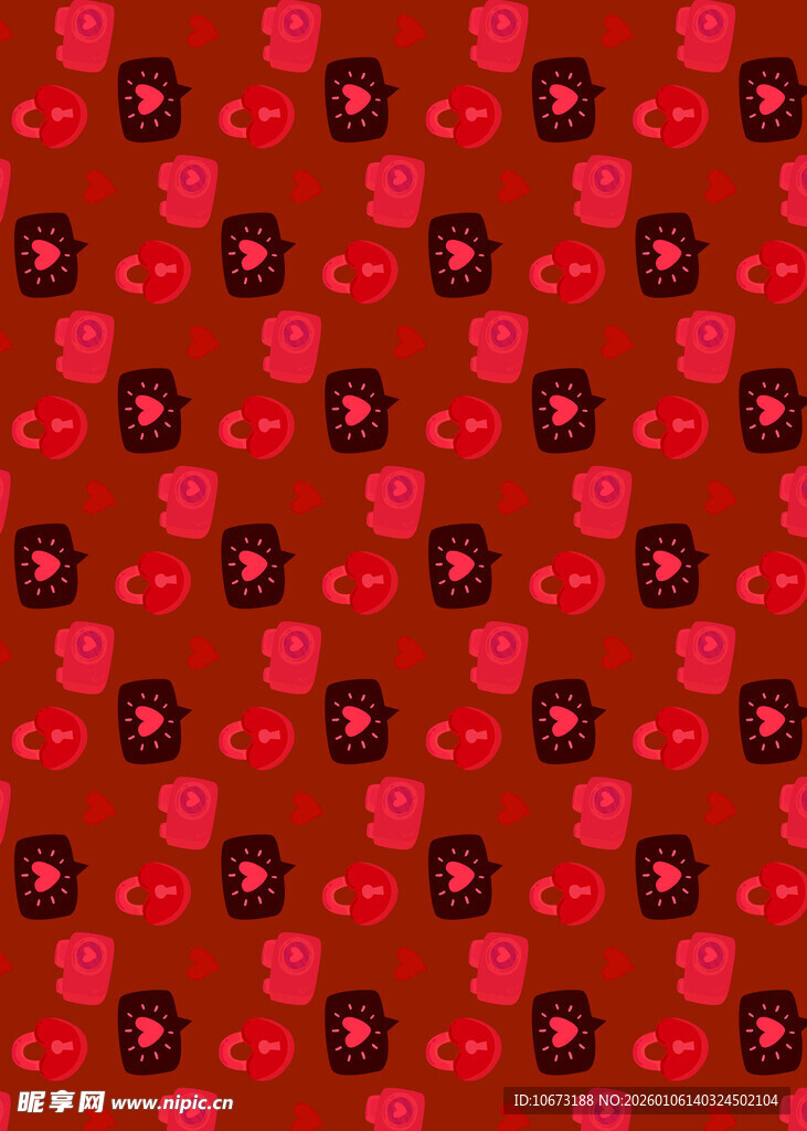 红色花卉图案背景纹理