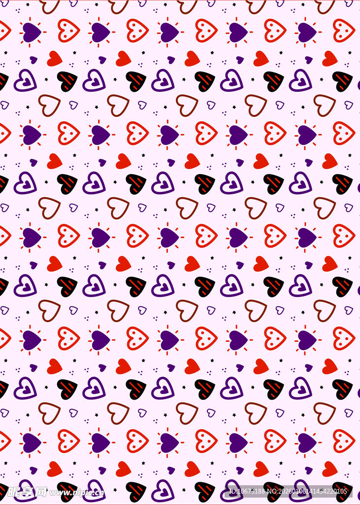 多彩心形图案无缝背景