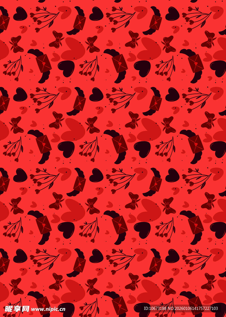 红色卡通图案无缝背景