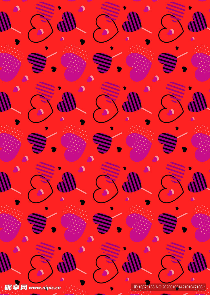 爱心图案红色背景纹理