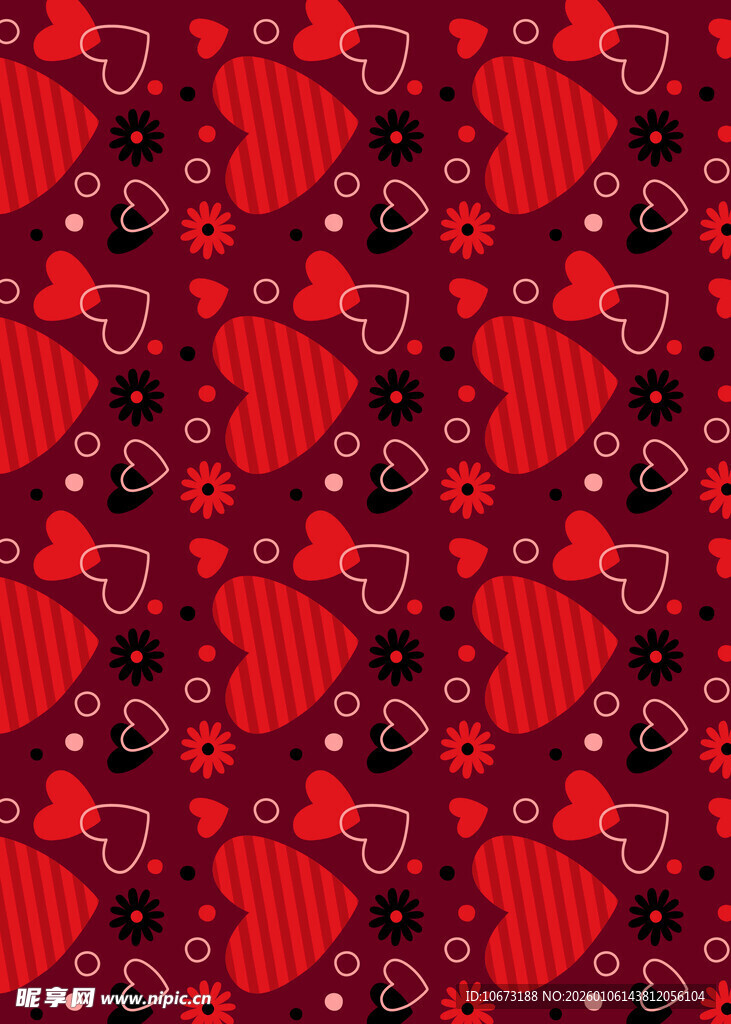 红色爱心图案背景纹理