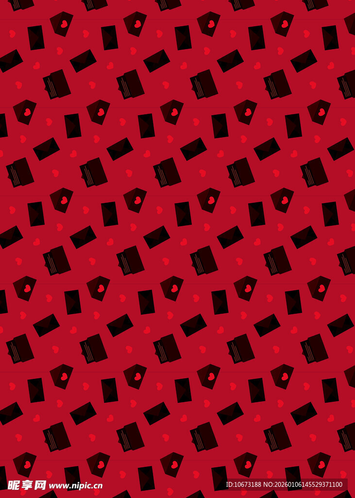 红色爱心方块图案背景