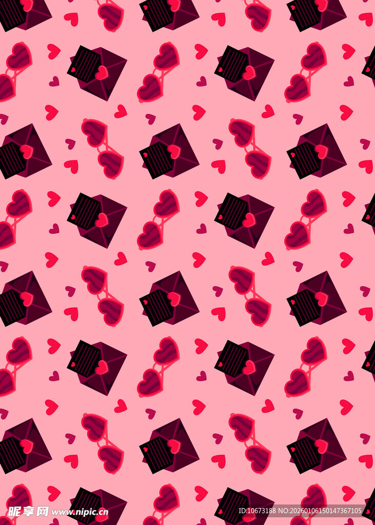 粉色背景爱心相机图案