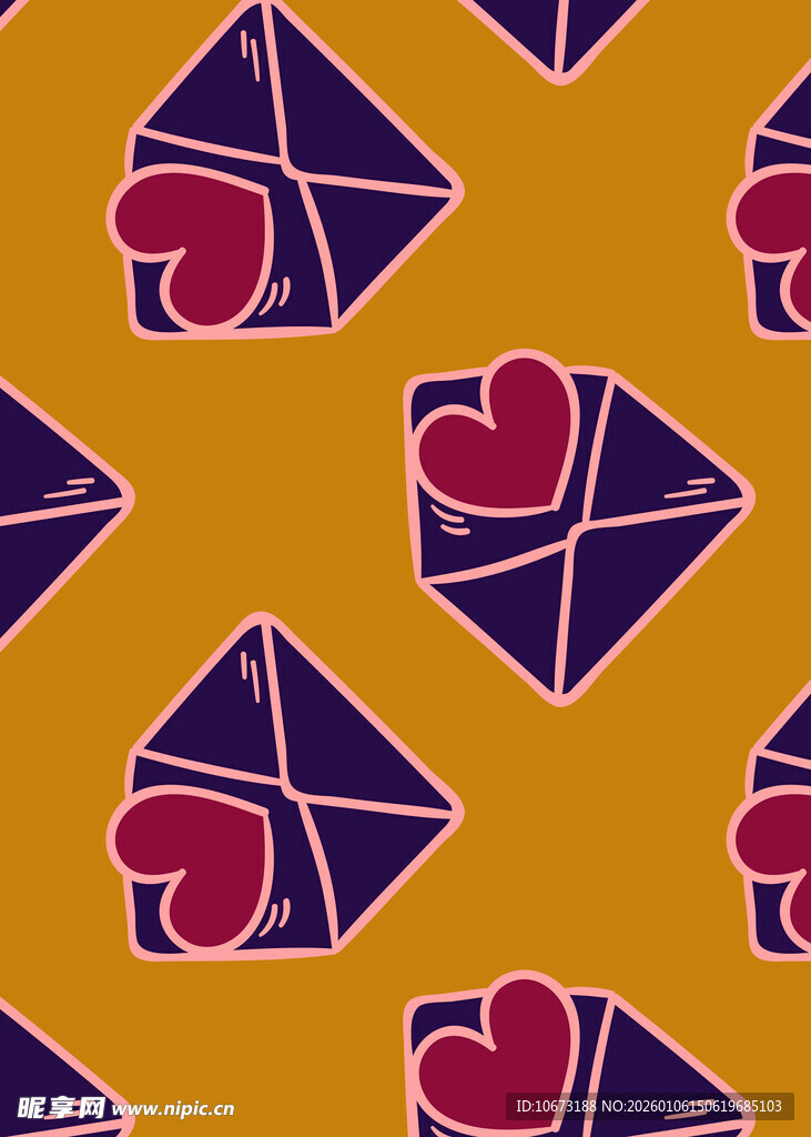 爱心信封图案背景纹理