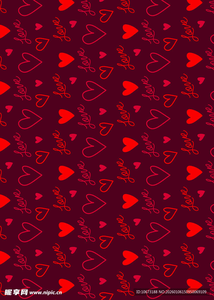 红色爱心图案背景纹理