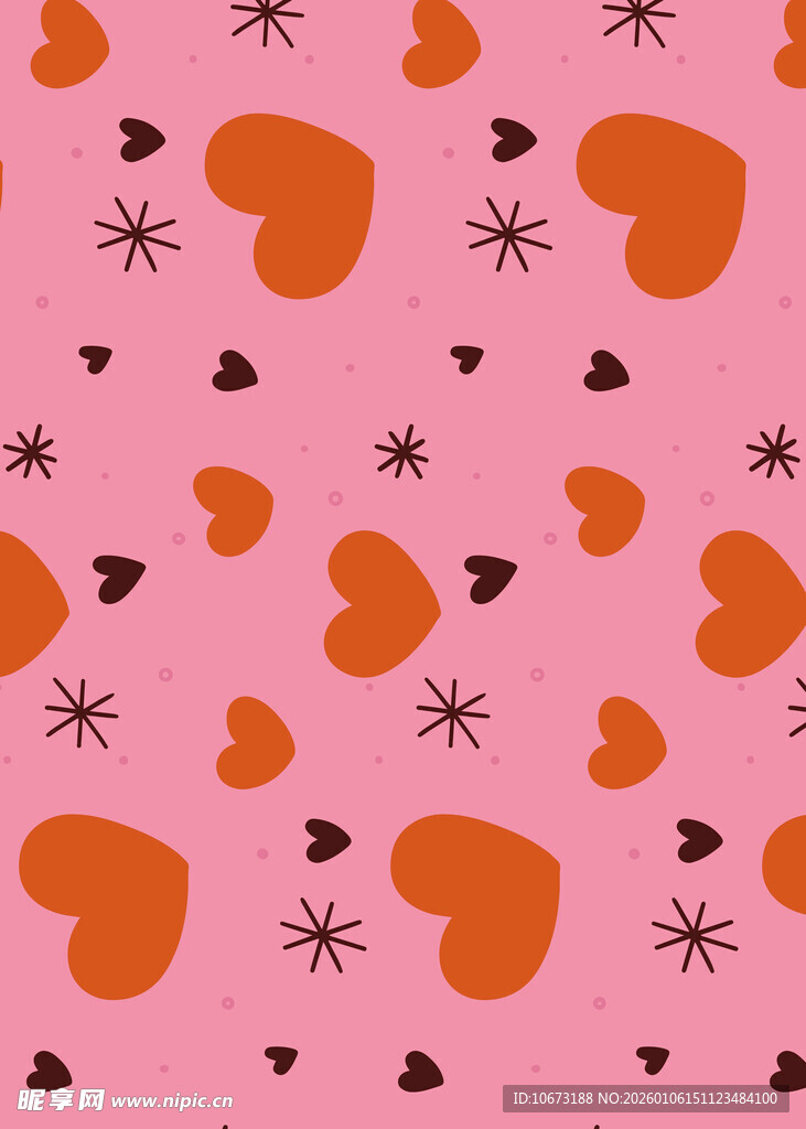 粉色背景爱心星星图案