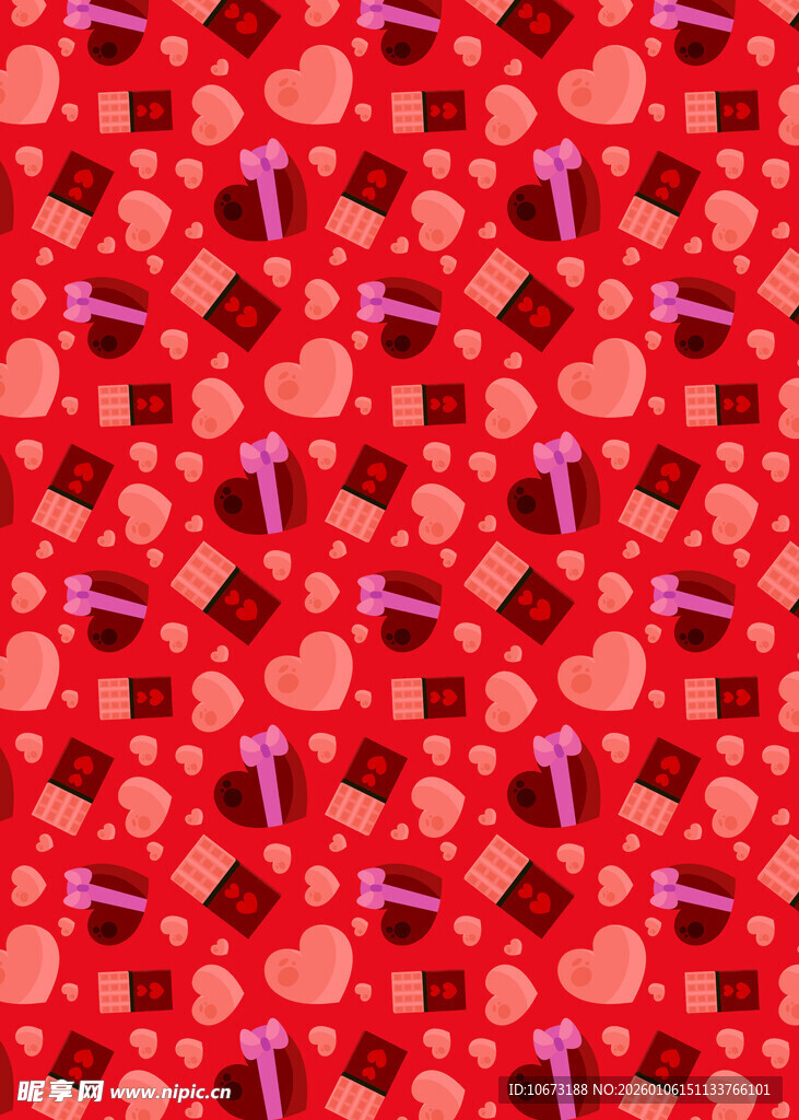 红色爱心礼物图案背景