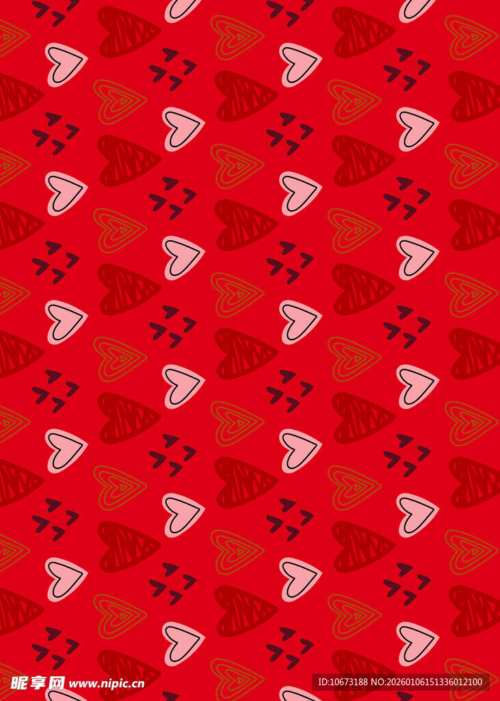 红色爱心图案背景纹理