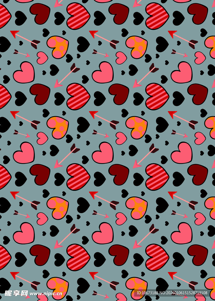 多彩爱心图案背景