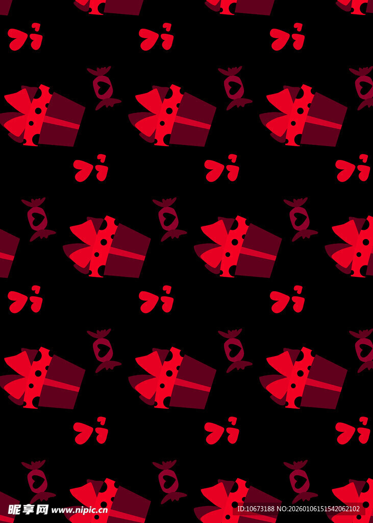 红色礼物图案黑色背景