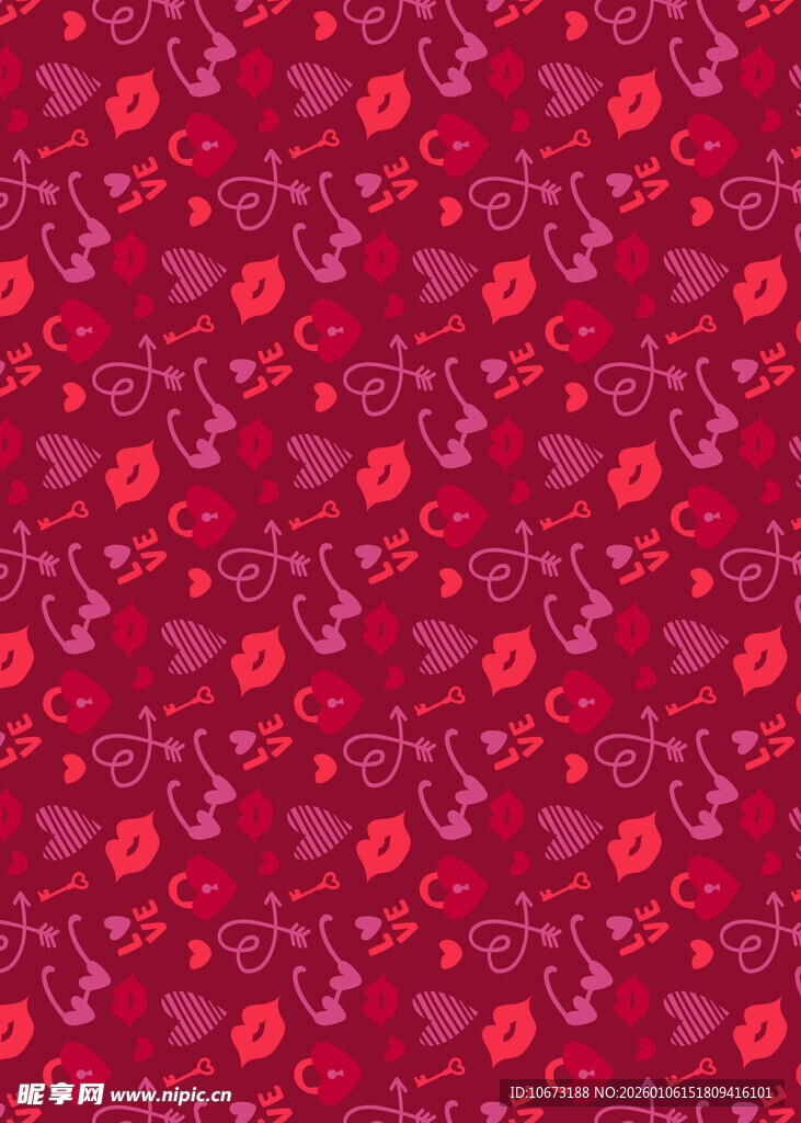 红色花卉图案背景纹理