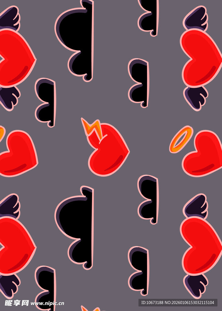 心形图案无缝背景设计