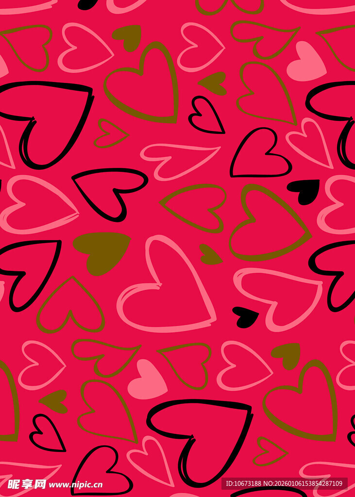 爱心满布的浪漫红色背景