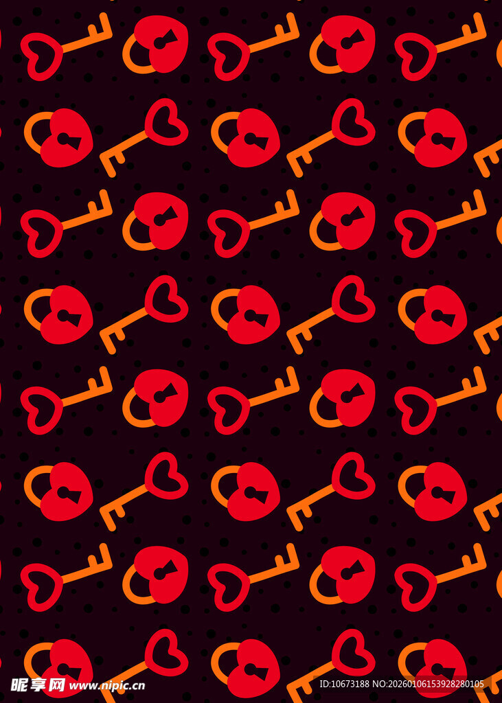 心形钥匙图案背景纹理