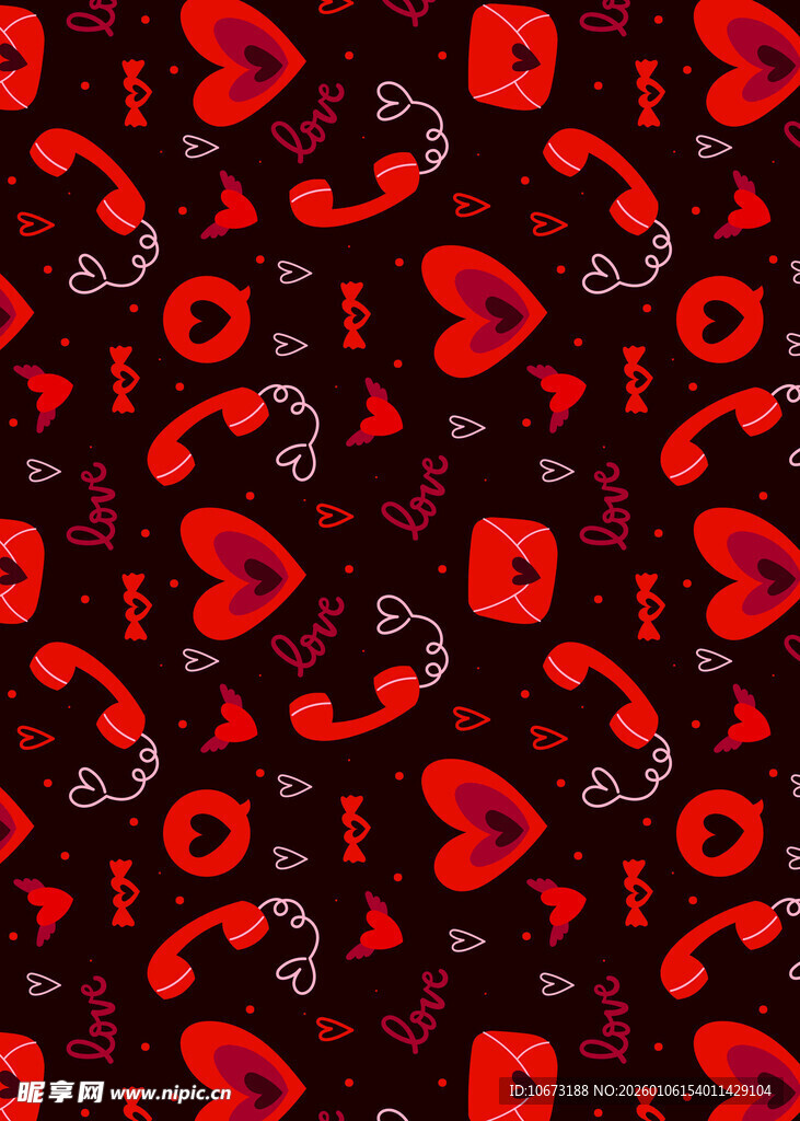 红色爱心图案背景纹理