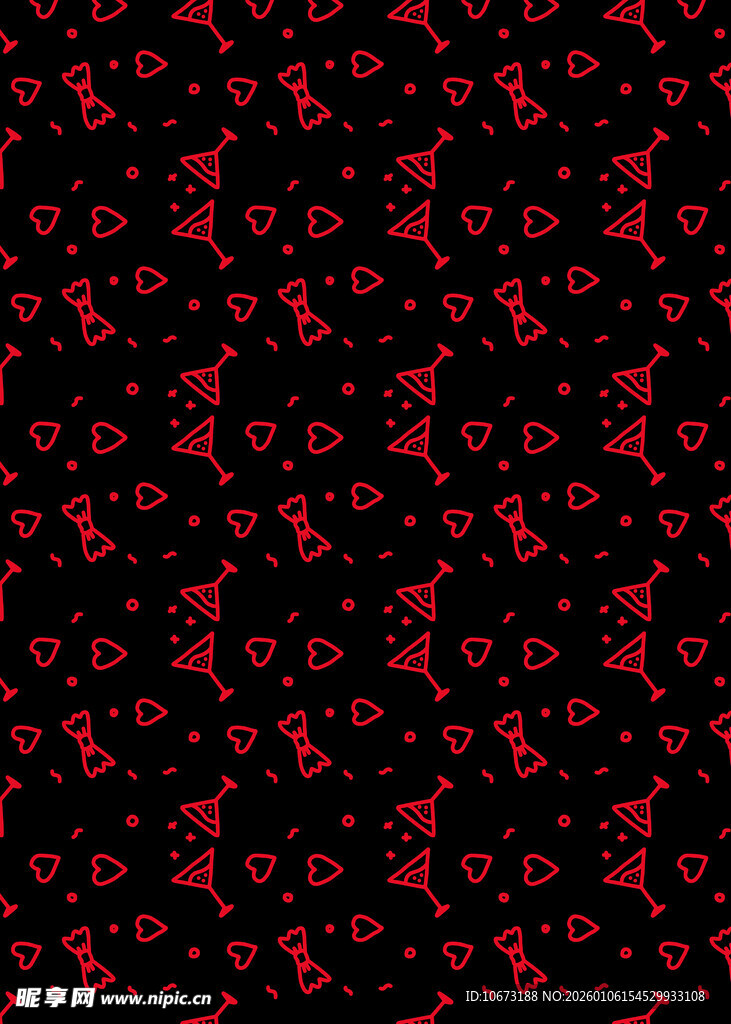黑色底红色花纹图案