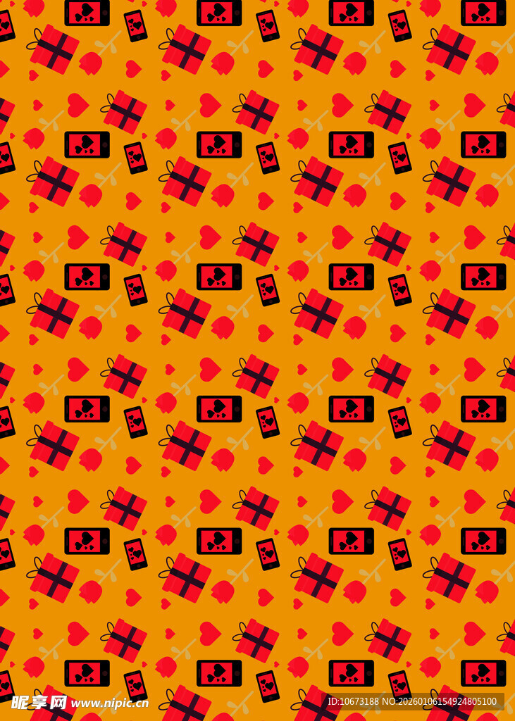 橙底黑红图案花纹背景