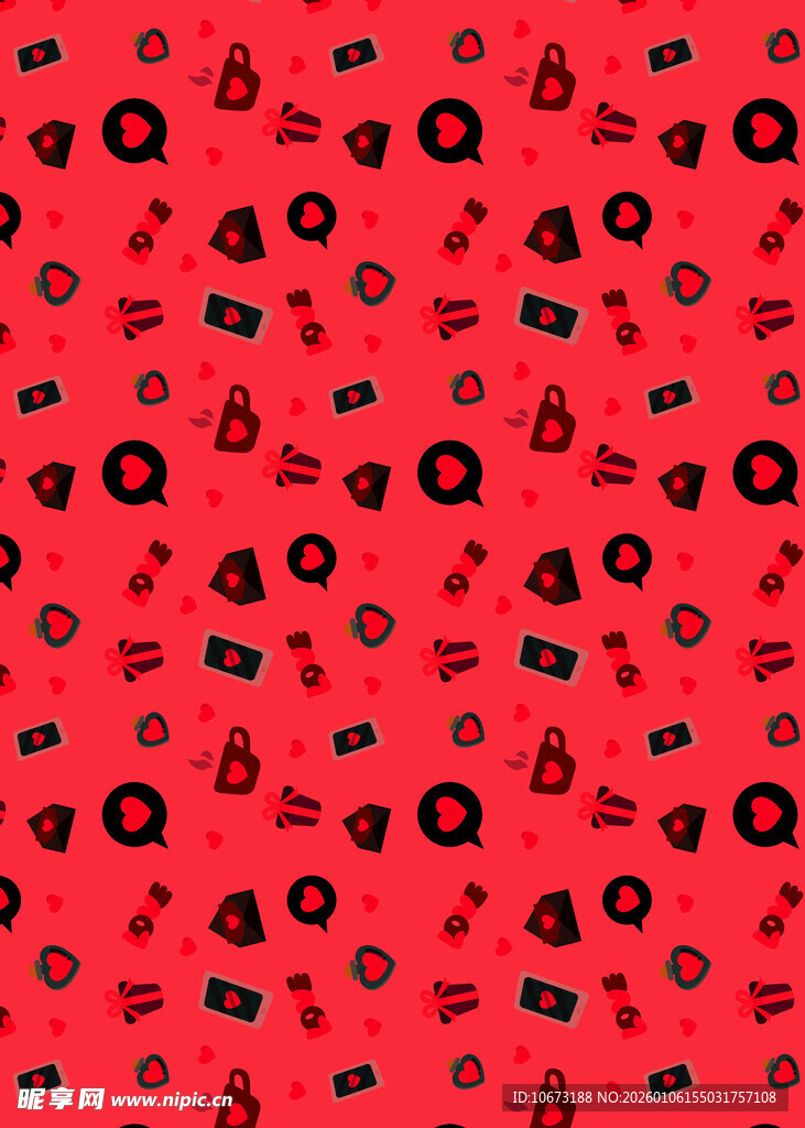 红色爱心图案背景纹理