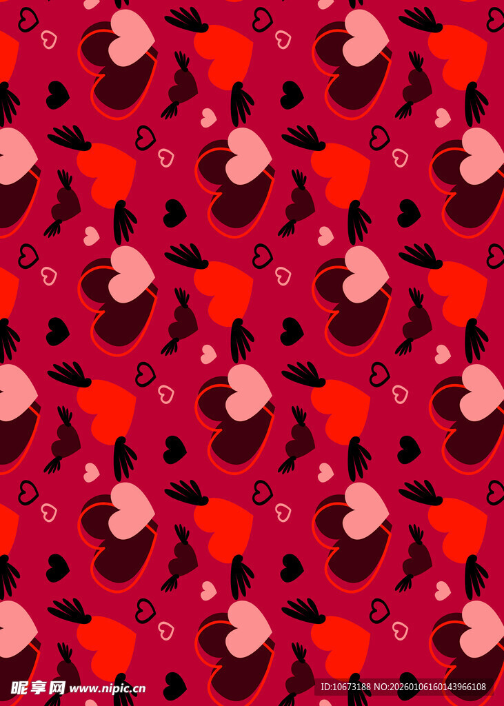 红色背景卡通图案纹理