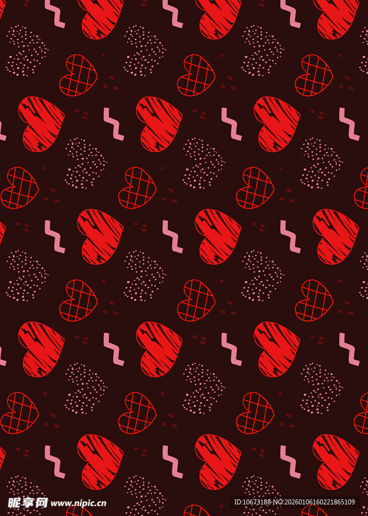 红色心形图案无缝背景