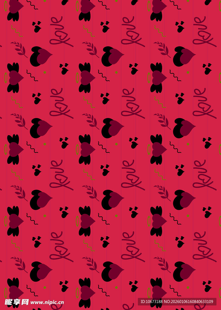 红色背景卡通图案纹理