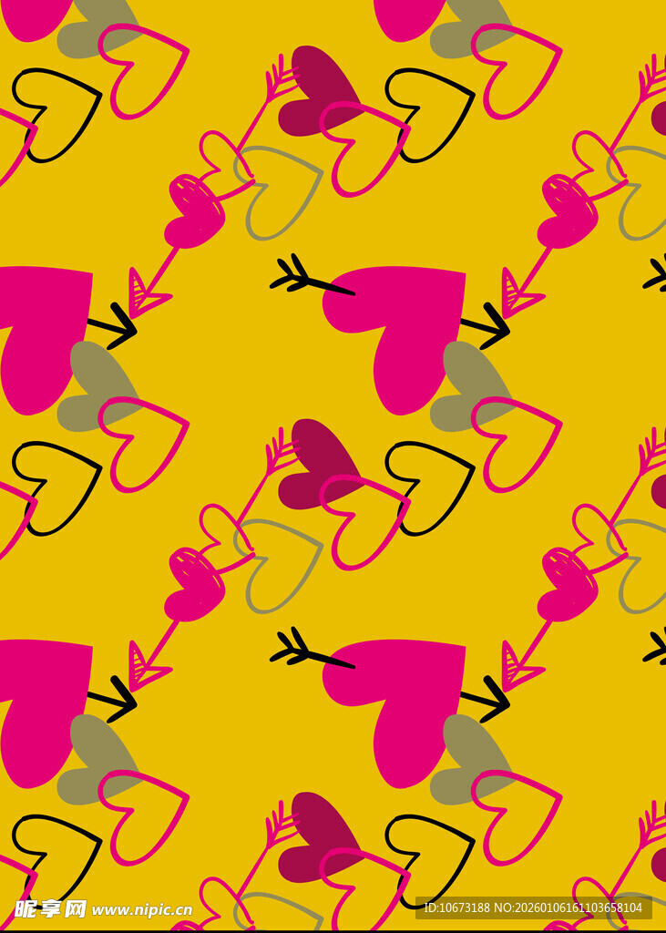 多彩爱心箭头图案背景