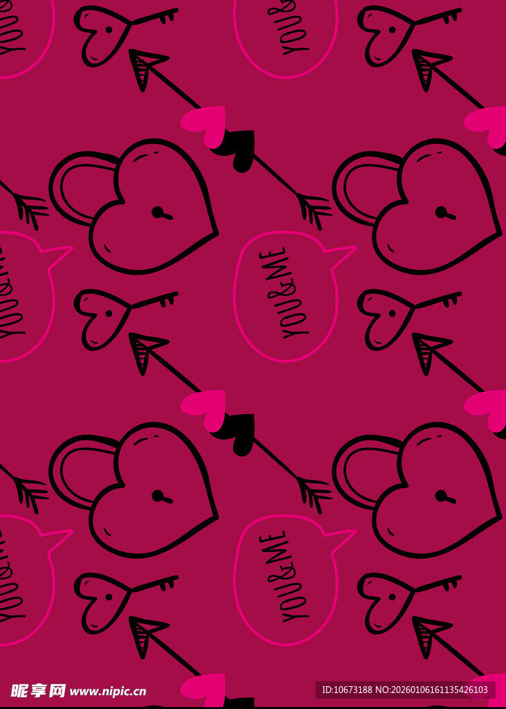 粉色爱心箭头浪漫图案背景