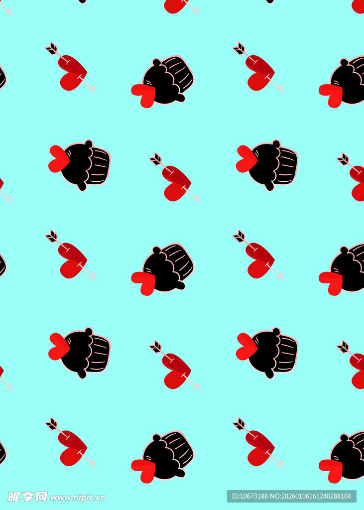 黑猫红心图案背景