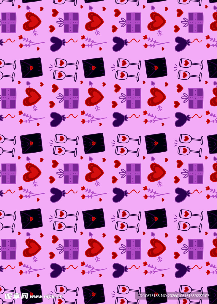 紫色爱心图案背景纹理